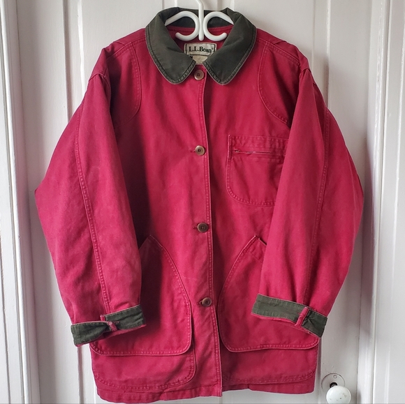 LL Bean Insulated Chore Coat. Cranberry. Medium - Picture 2 of 6